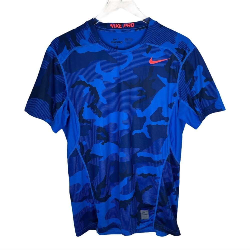 NIKE PRO BLUE CAMO HYPERCOOL TRAINING SHIRT